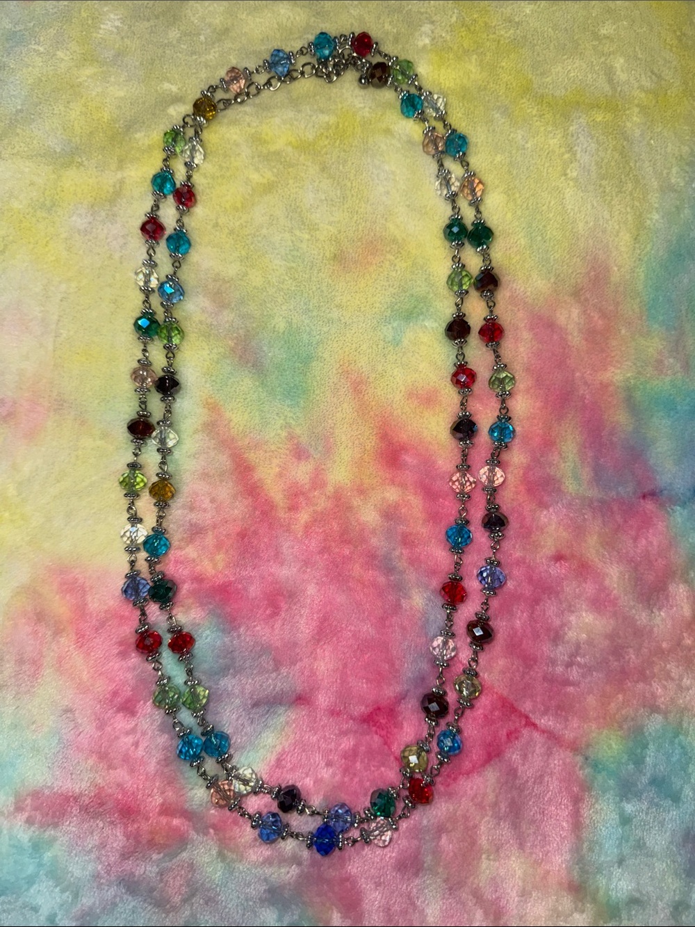 Premier Designs Jubilee long necklace with multi-color crystals